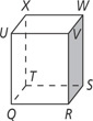 A box has right side shaded, with corners V, W, S, and R, from top front clockwise.