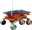The six-wheeled Sojourner rover, which was the first robot to explore Mars. 