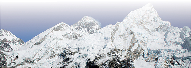 Snow-covered mountain peaks.