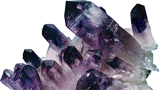 Acluster of jagged amethysts. 