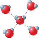 Diagram of oxygen and hydrogen atoms creating a water molecule.