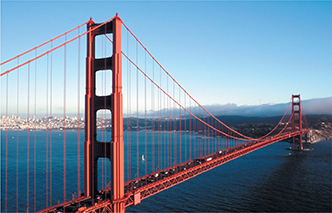 Photo of the Golden Gate bridge in San Francisco, California.