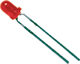 A diode, in which two straight lines are joined together at the top by a bulb.