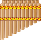 A drawing of a musical instrument called  panpipes, which is made up of a series of pipes of different lengths.