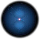 Image of Oort Cloud made up of a sphere of comets surrounding a sun and planets located on the far reaches of the solar system.