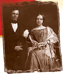 A portrait of a man and woman from the mid-1800s. 