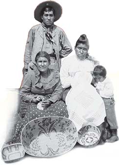 A photo of a Mexican family: a man, two women and a small child