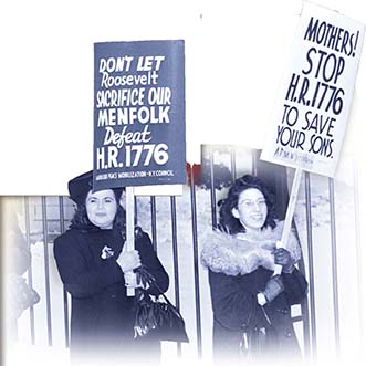 A photo of women holding protest signs.