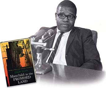 A photo montage of Claude Brown and the cover of his book, Manchild in the Promised Land.