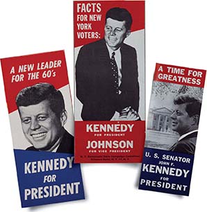 Three brochures with John F. Kennedy. 