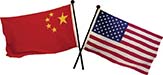 The Chinese and American flags.