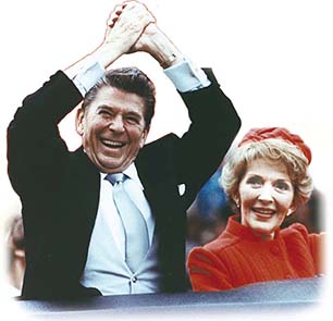 President Ronald Reagan and Nancy Reagan after the President's election.
