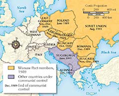 A map of Communist Eastern 
Europe and Soviet Union.