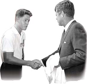 Bill Clinton, at the age of 16, meeting President Kennedy in 1963.

