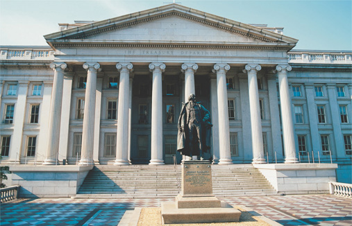 A photo of the Department of the Treasury.